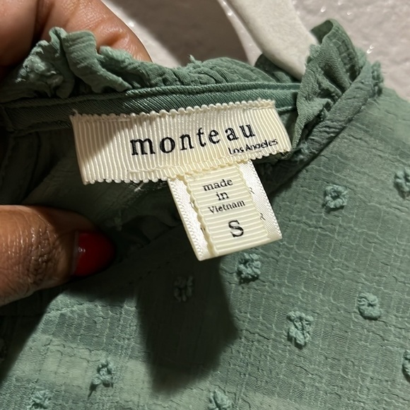 monteau boho high neck polka dot textured tier dress womens size small - Picture 8 of 11